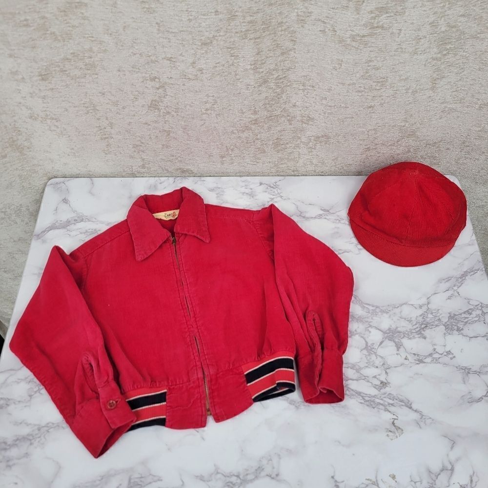 Danny Dare Vintage Corduroy Bomber Jacket and Newsboy Hat